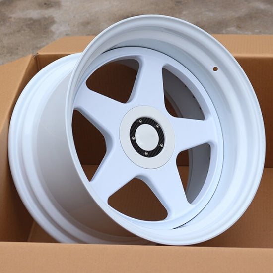 White two piece forged alloys for subaru