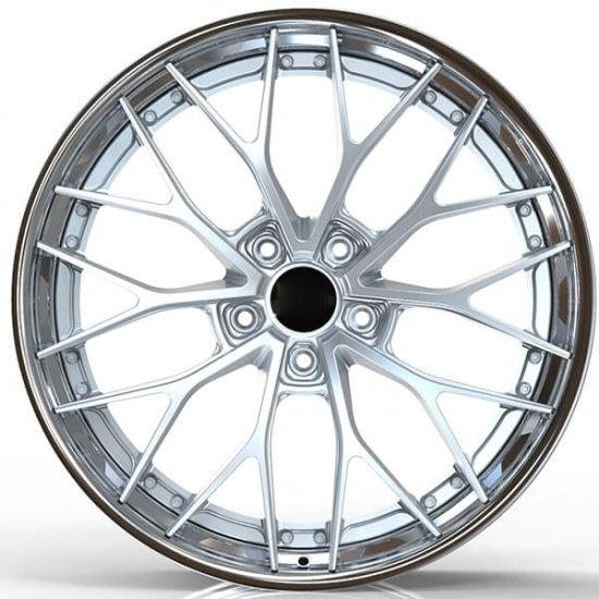 Brushed , chrome barrel two piece forged wheels for audi