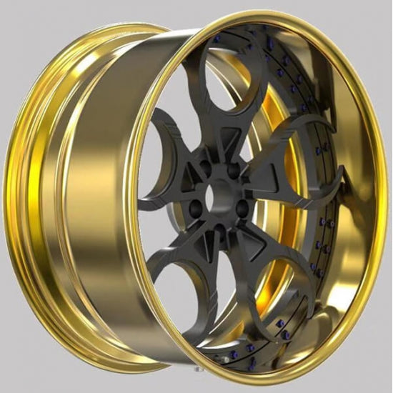 Black and gold chrome two piece alloys for mercedes