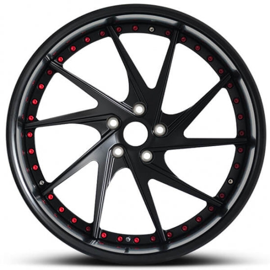 Black two piece forged alloys for pick up truck