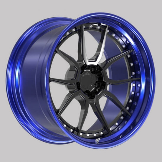 Deep dish two piece forged wheels for mustang