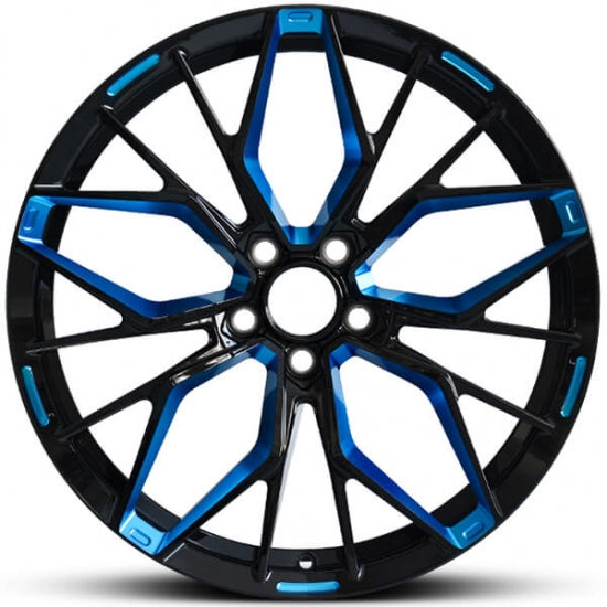 Black & blue custom made forged wheels for mustang