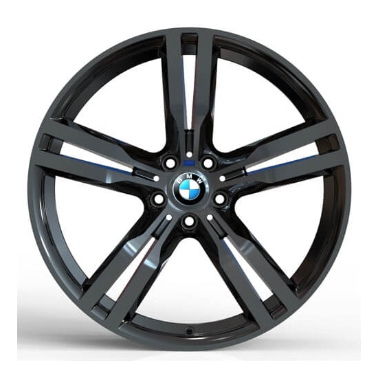 Black concave 5 double spoke alloys for bmw