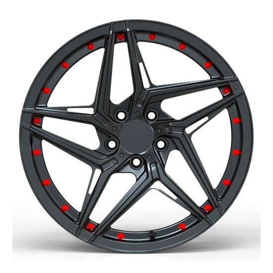 Black forged star wheels for dodge