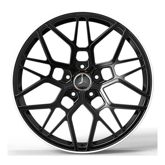 Black forged multi spoke alloys for mercedes