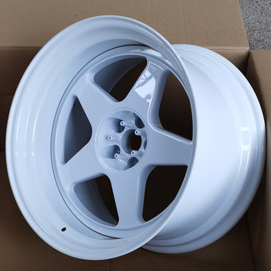 White two piece forged alloys for subaru