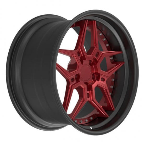 Black dish gold chrome face two piece forged wheels for lamborghini