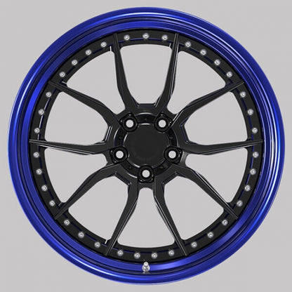 Deep dish two piece forged wheels for mustang