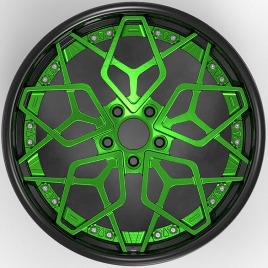 Bright green deep dish forged alloys for porsche