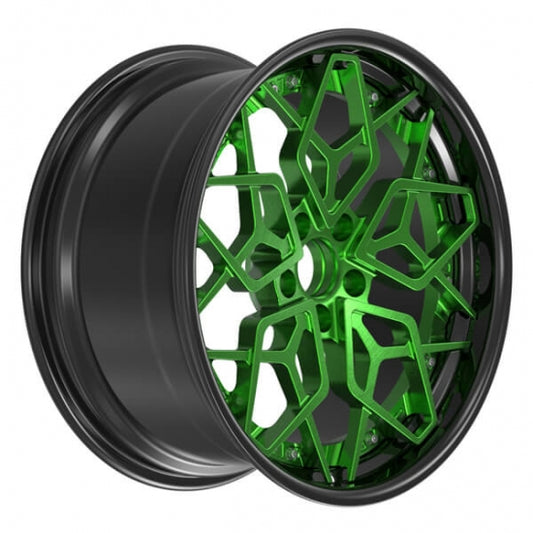 Bright green deep dish forged alloys for porsche