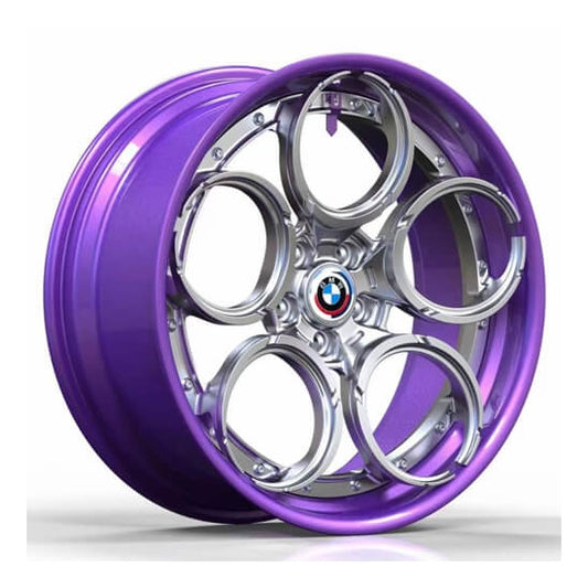 Purple modern two piece forged alloys for bmw