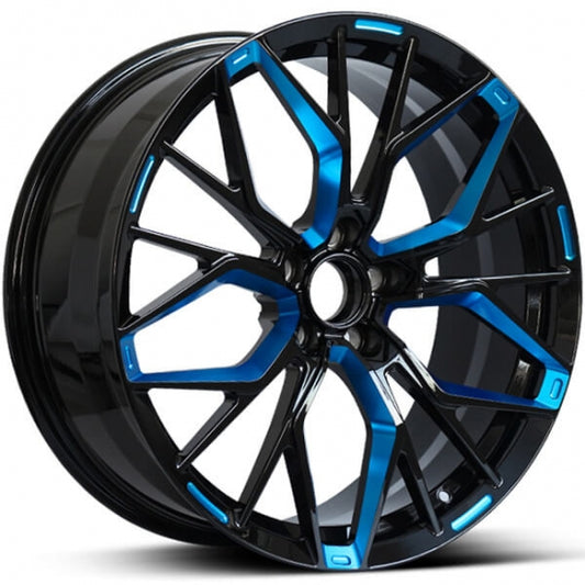 Black & blue custom made forged wheels for mustang