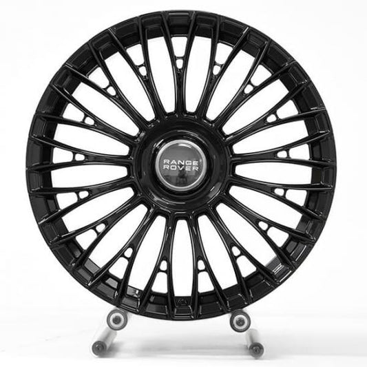 Black multi spoke forged alloys for range rover