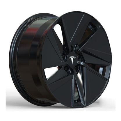 Black 5 spoke forged alloys for tesla