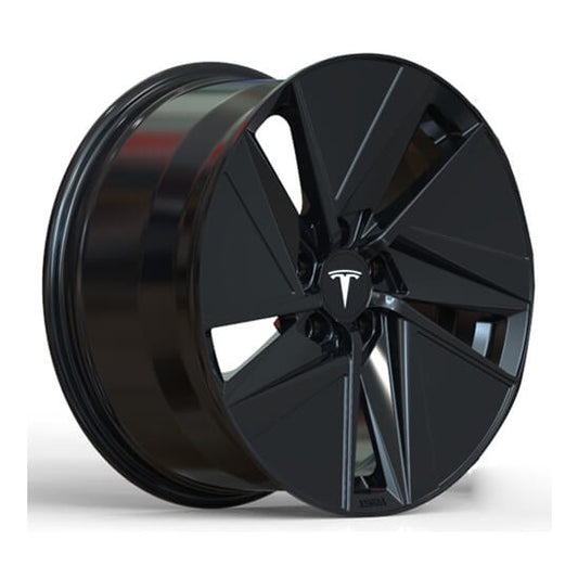 Black 5 spoke forged alloys for tesla