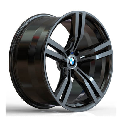 Black concave 5 double spoke alloys for bmw