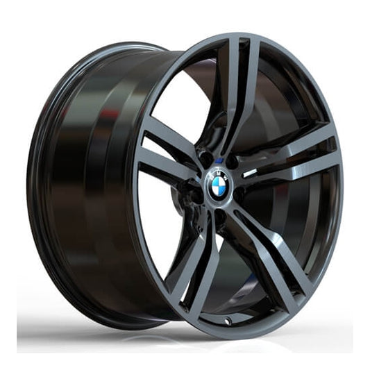 Black concave 5 double spoke alloys for bmw