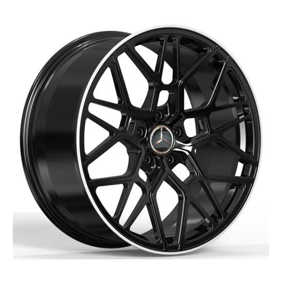 Black forged multi spoke alloys for mercedes