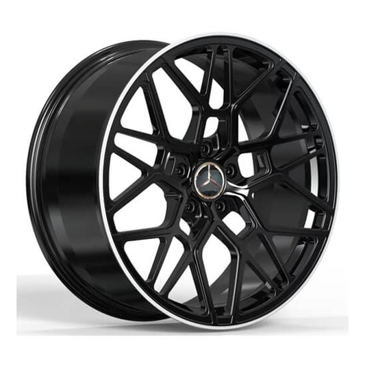 Black forged multi spoke alloys for mercedes